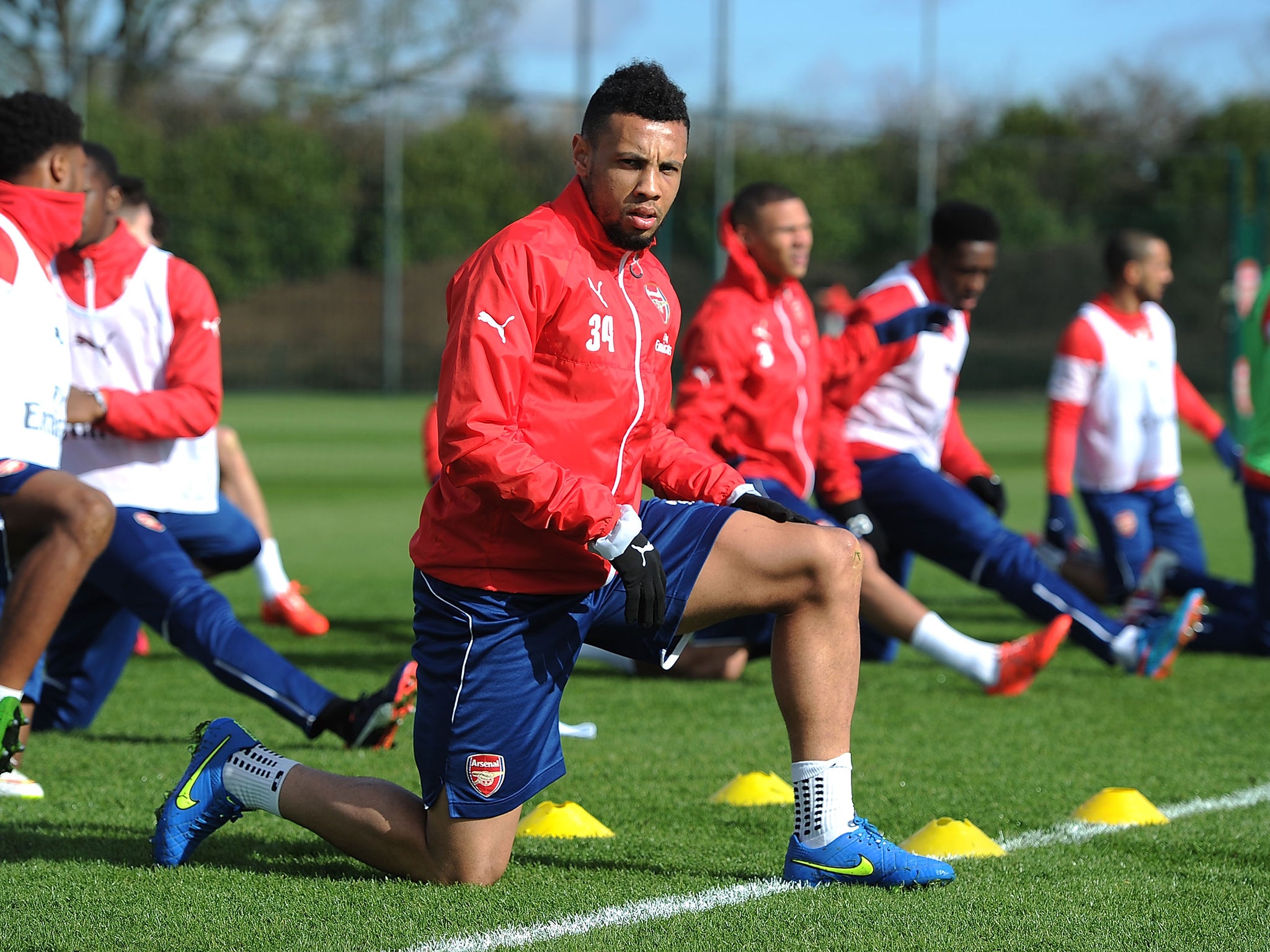 Francis Coquelin in training with Arsenal