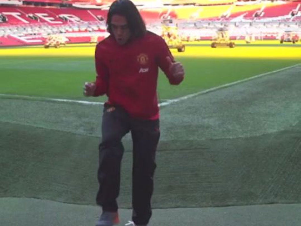 Radamel Falcao appeared in a video performing kick-ups without a ball