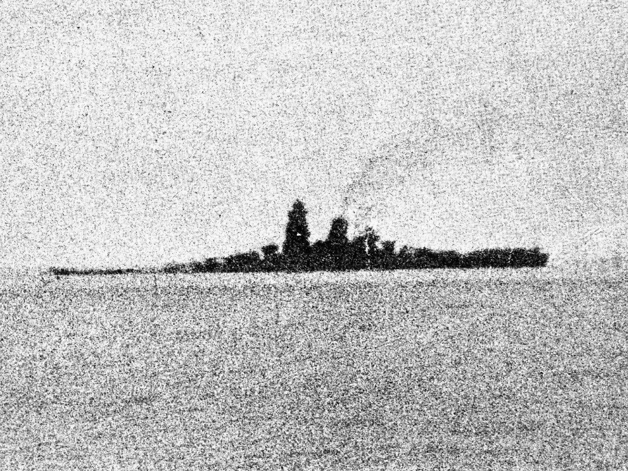 An October 1944 image of the Japanese battleship Musashi which sank in the Sibuyan Sea in the Philippines after coming under fire from US forces