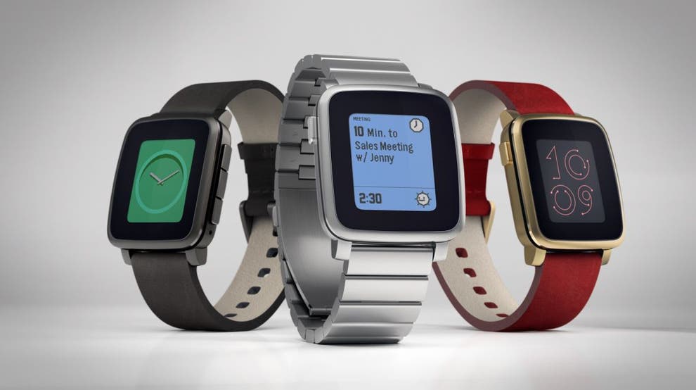 pebble time steel watch