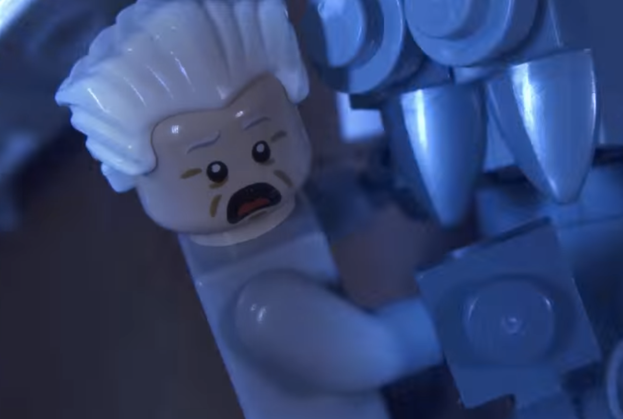 A still from the Lego remake of Back to the Future's most iconic scene