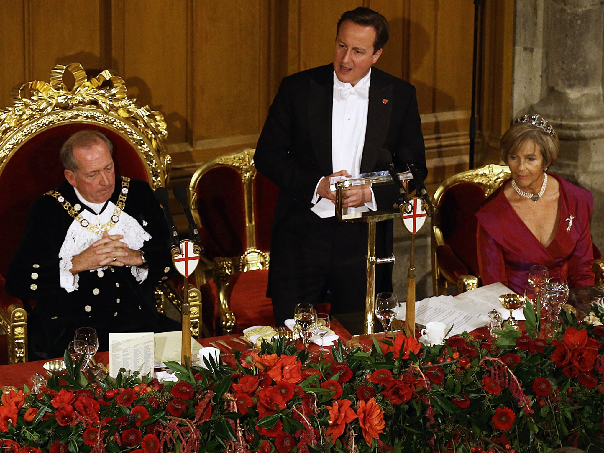 Prime Minister David Cameron makes a speech during the the Lord Mayor's Banquet at The Guildhall last November
