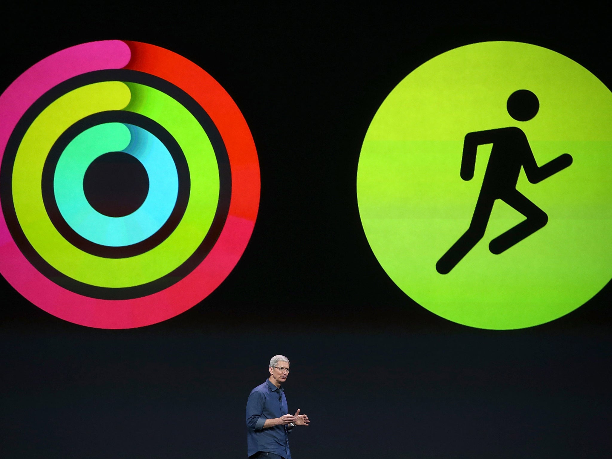 Tim Cook introduces the health and fitness tracking features of the Apple Watch at the event in September