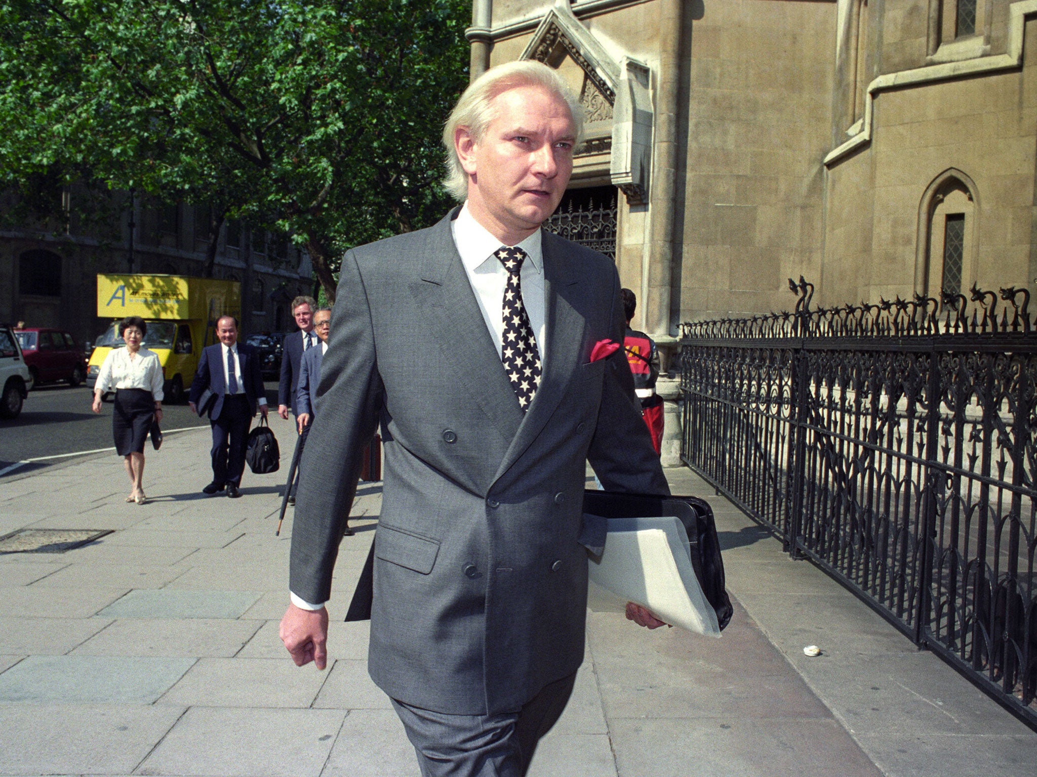 File photo from 29 July 1991 showing the former Conservative MP Harvey Proctor arriving at the High Court in London