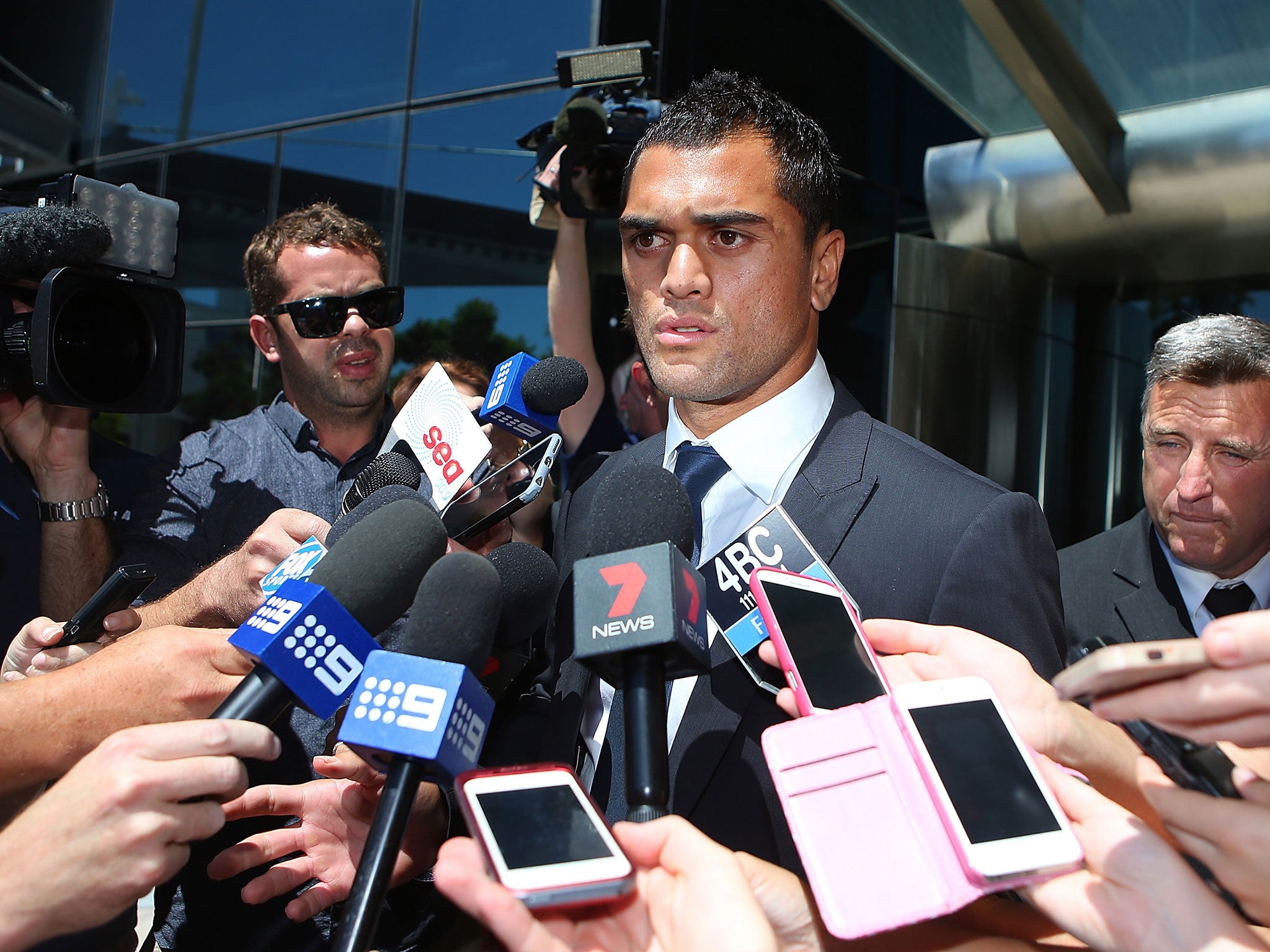 Karmichael Hunt leaves a court on the Gold Coast