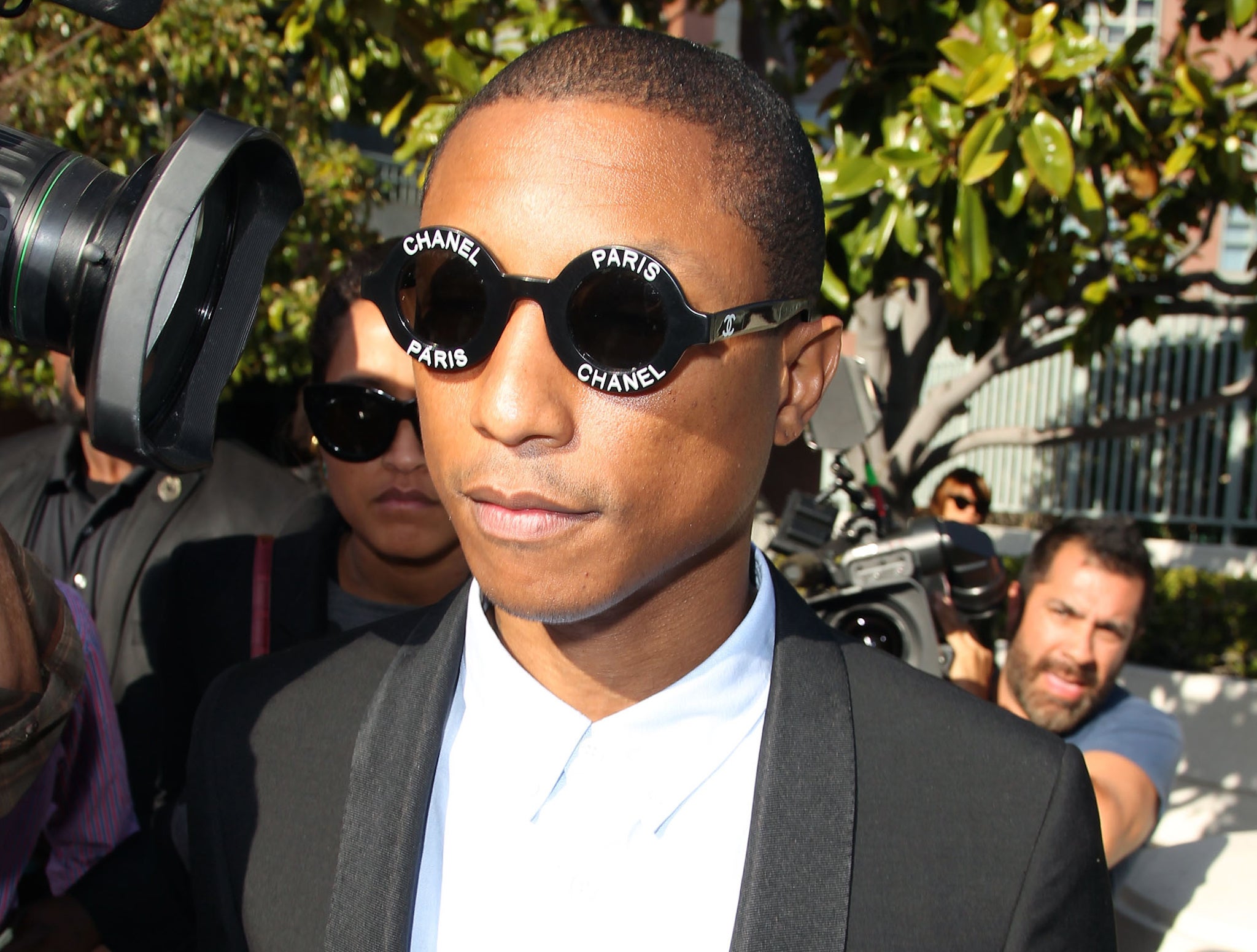 Pharrell Williams In Adidas & Chanel - 2015 Grammy Awards - Red