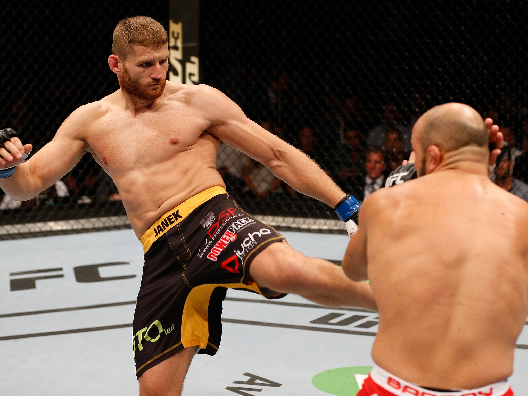 Jan Blachowicz lands a kick at Ilir Latifi