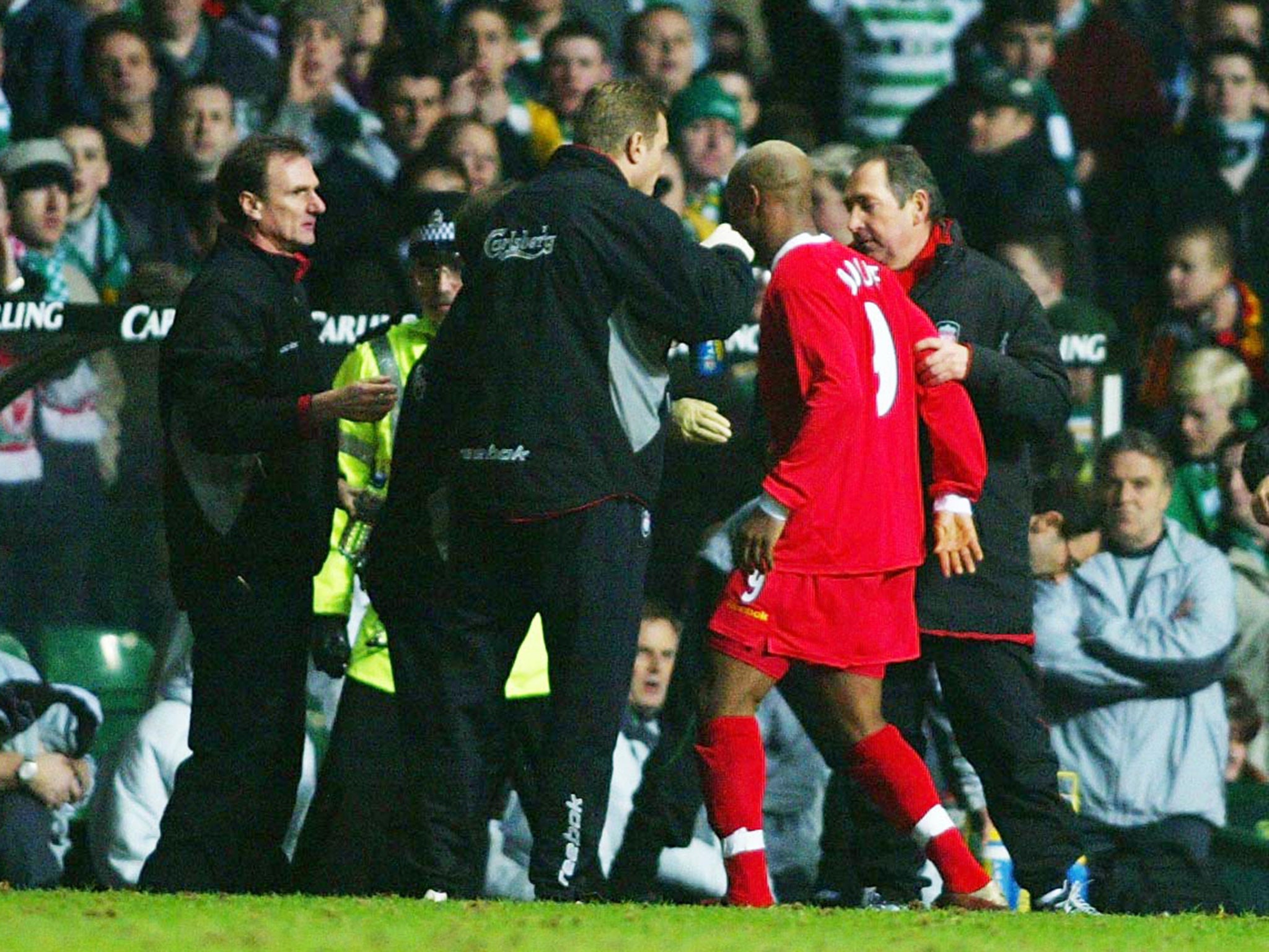 The first of two appearances on the list by the controversial Senegalese winger, Diouf was banned for two games and fined by both Glasgow Crown Court and his club Liverpool after spitting at Celtic fans during their UEFA Cup quarter-final clash. Diouf wou