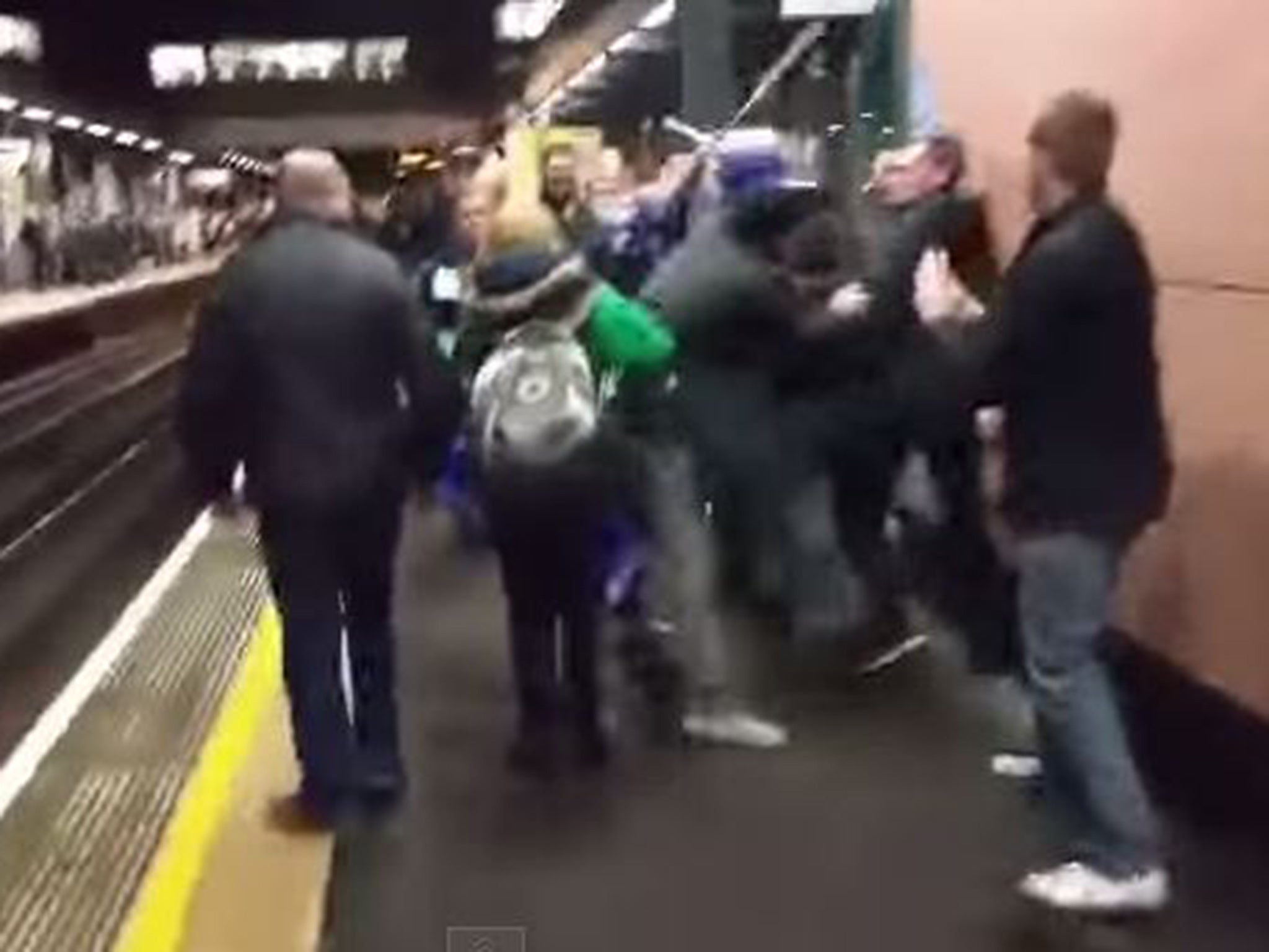 Tottenham and Chelsea fans seen brawling at Wembley Park station after ...