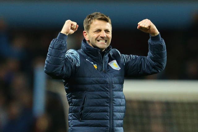 Tim Sherwood celebrates victory for Aston Villa