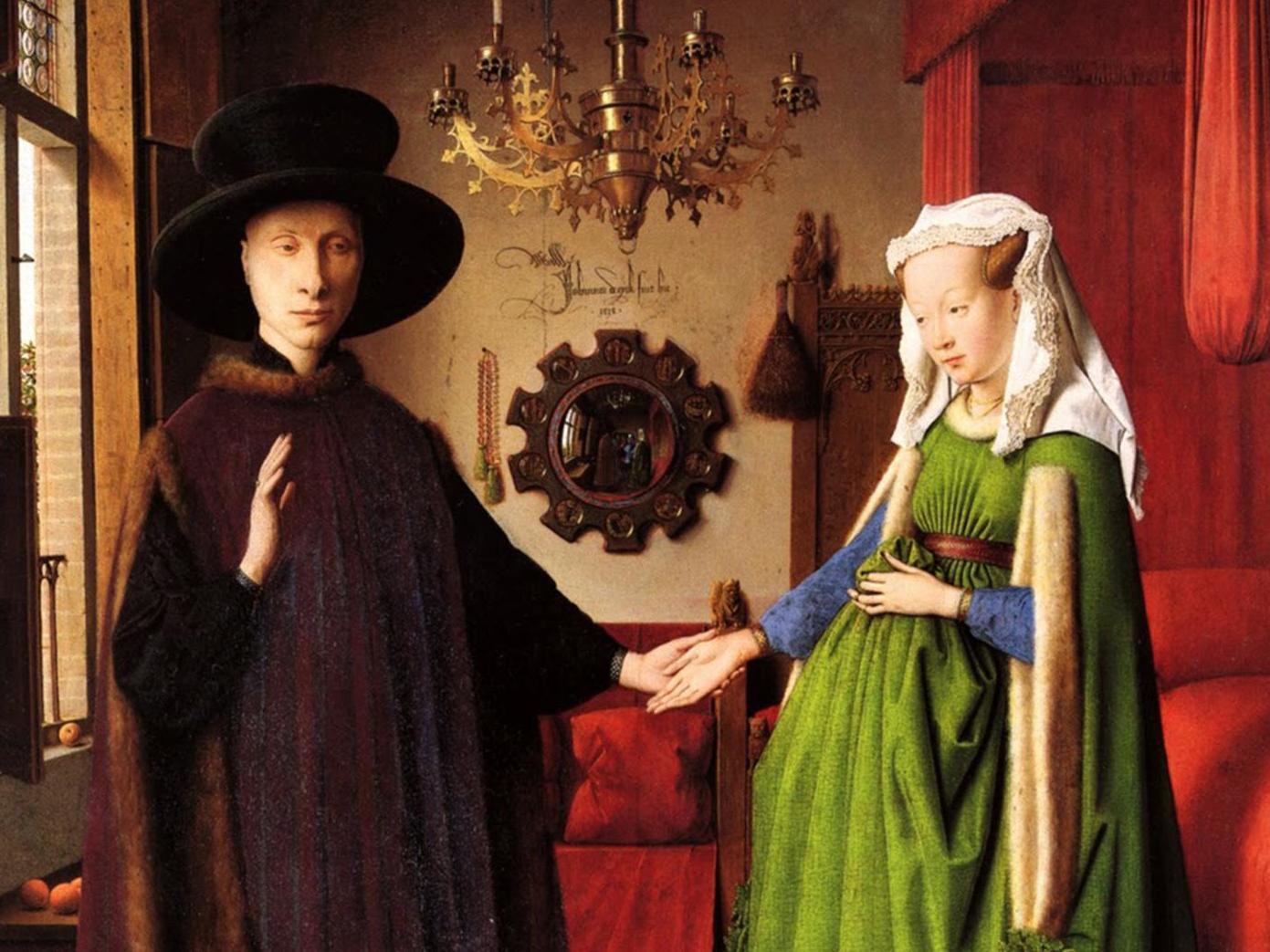 Graffiti artist: the playful inspirer of the Pre-Raphaelites left a message on the wall in this portrait, saying ‘Jan van Eyck was here 1434’