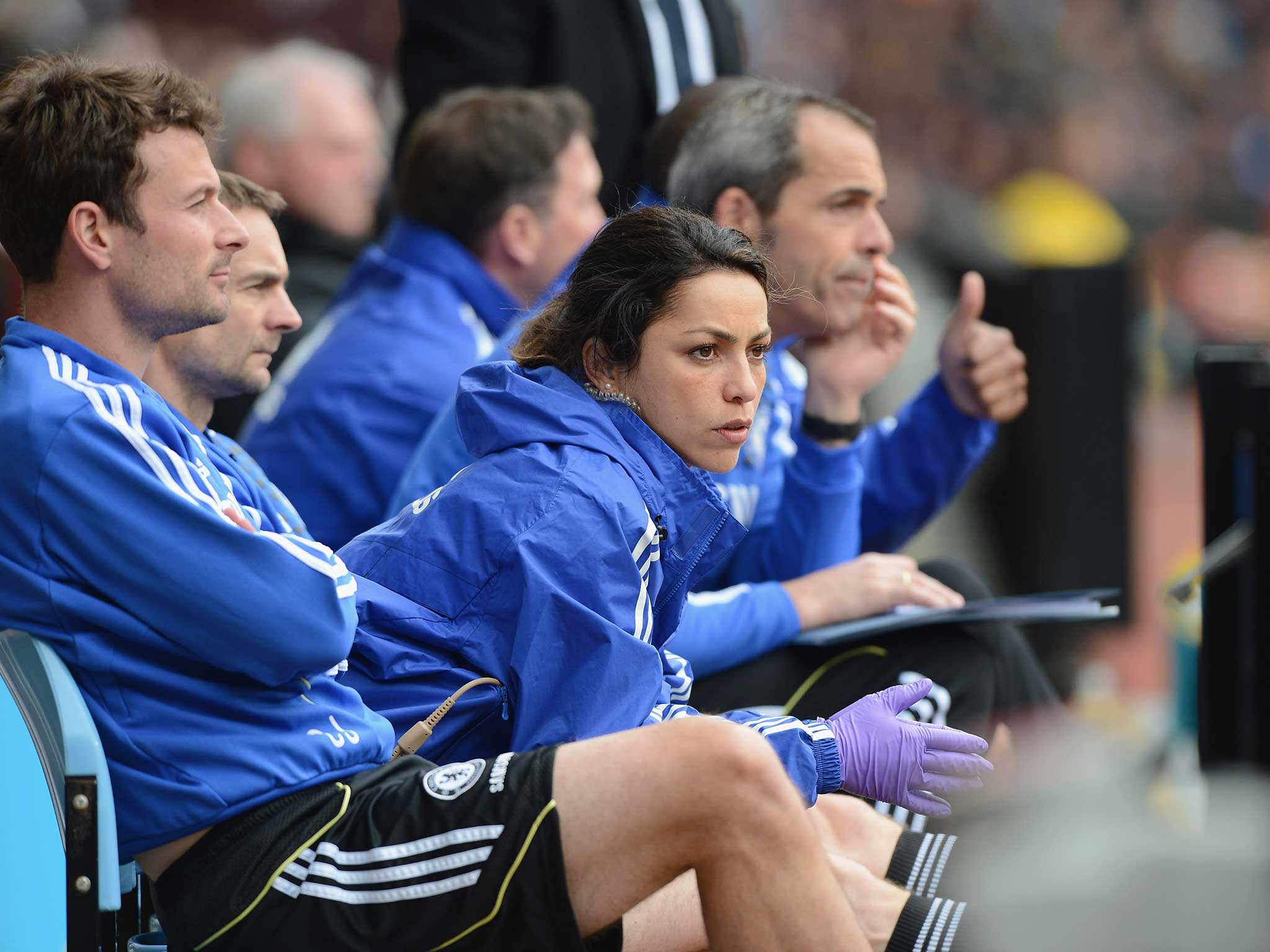Eva Carneiro on the Chelsea bench