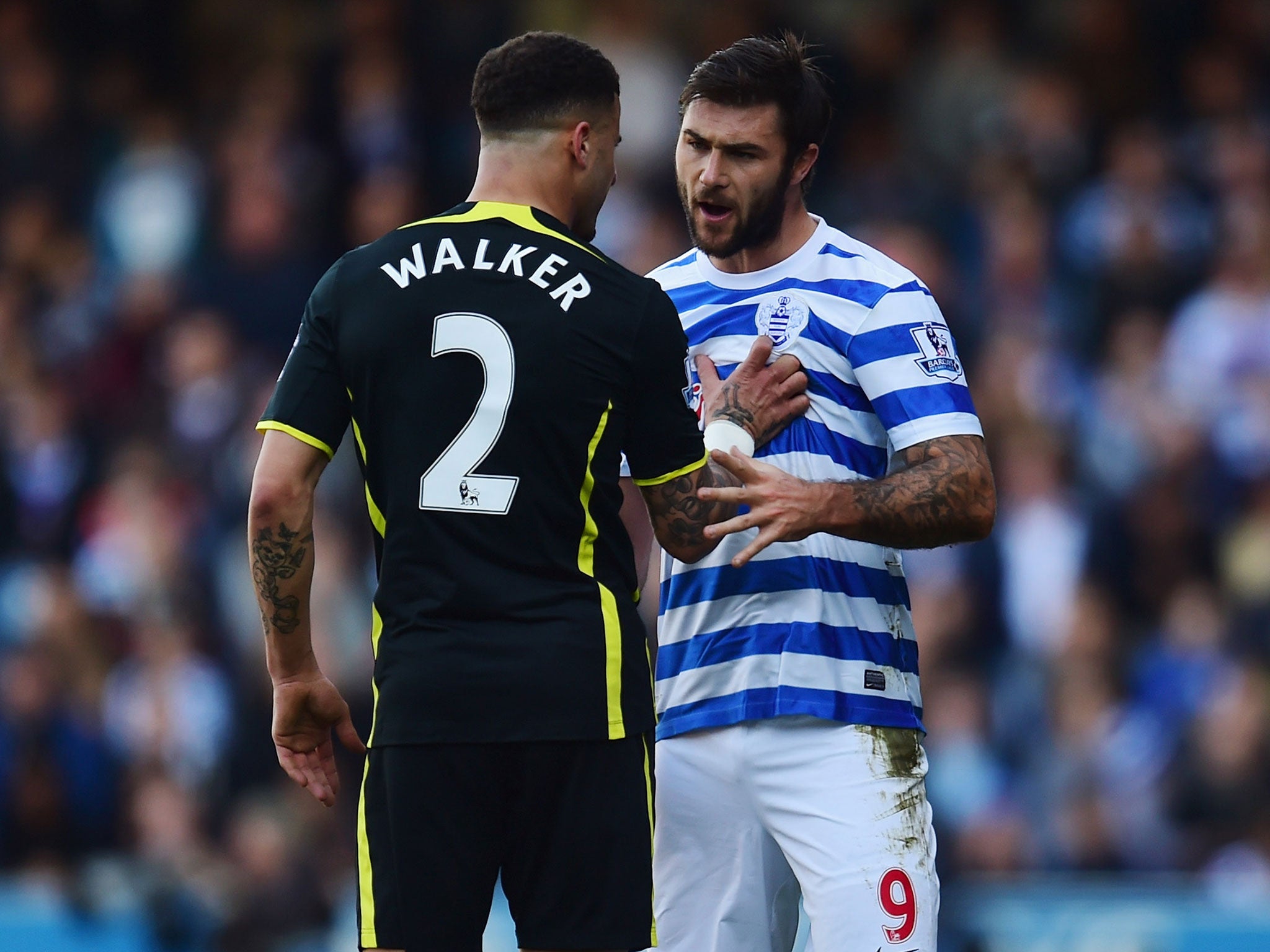 Kyle Walker and Charlie Austin clash