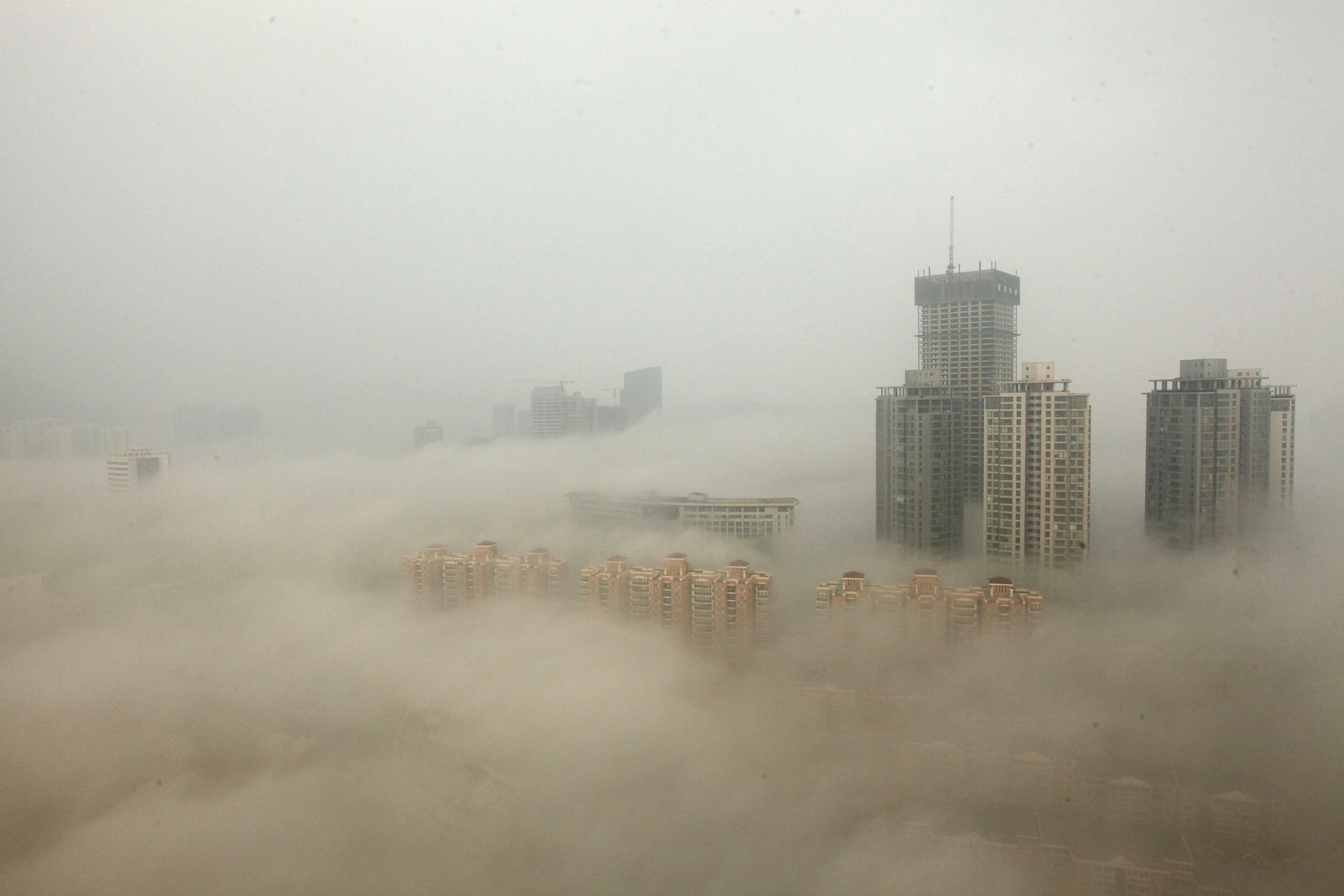 Chinese air pollution can create heavy smogs such as this one in Lianyungang