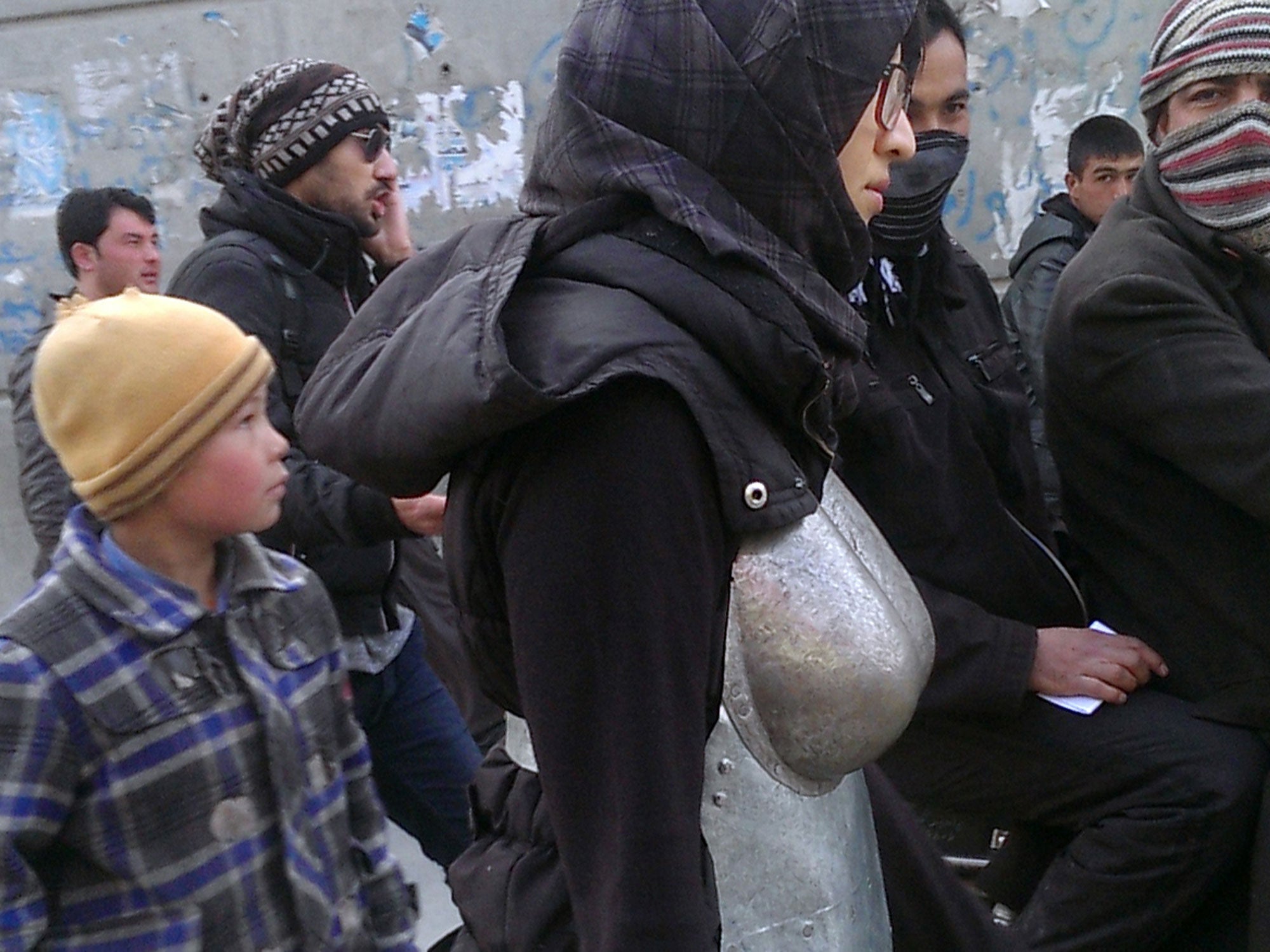 Afganishtan Boob Girls Sex - Woman in armour protesting against sexual harassment in Kabul pelted with  rocks | The Independent | The Independent