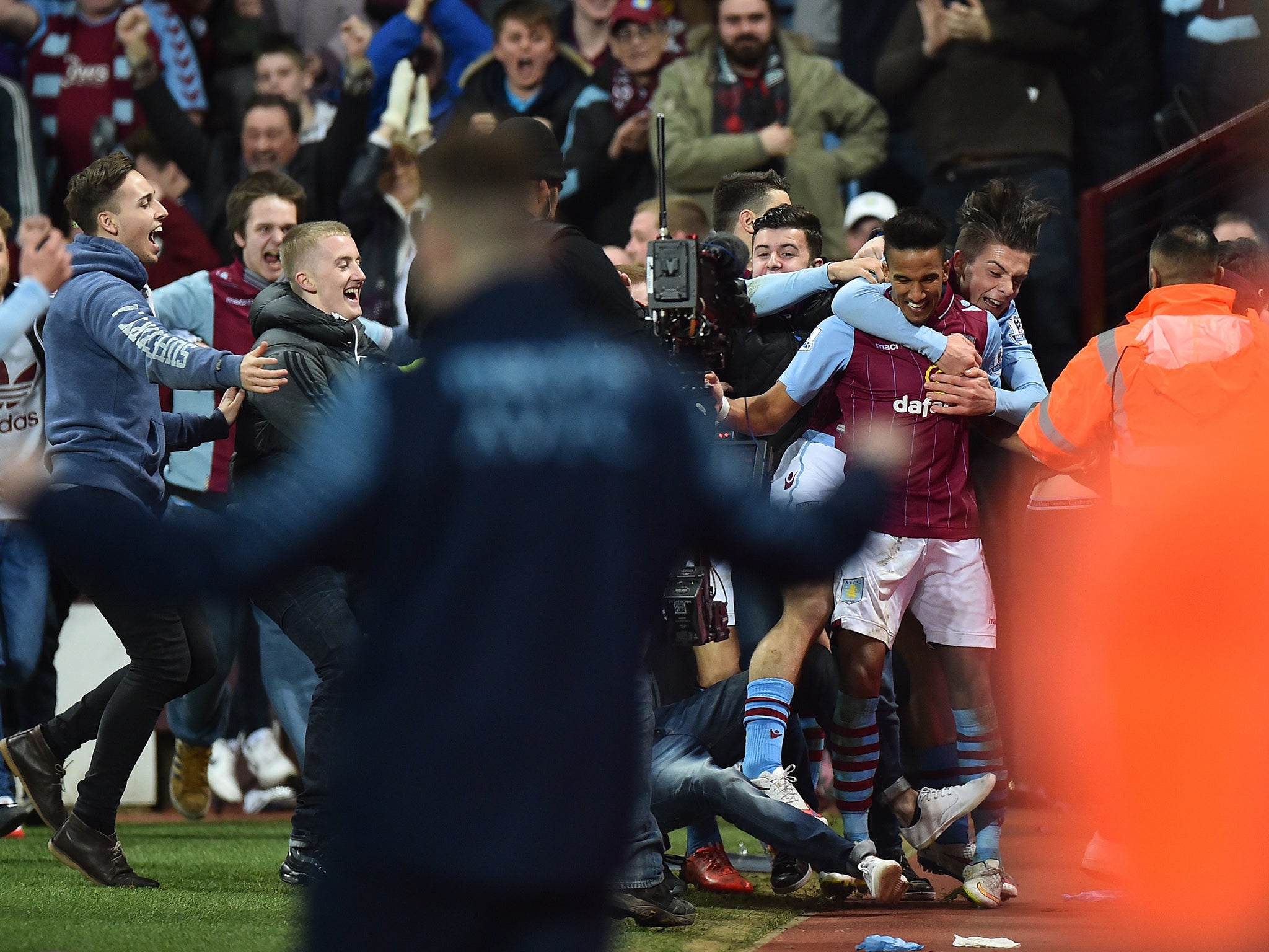A view of the scenes as fans entered the pitch during Aston Villa's FA Cup tie with West Brom