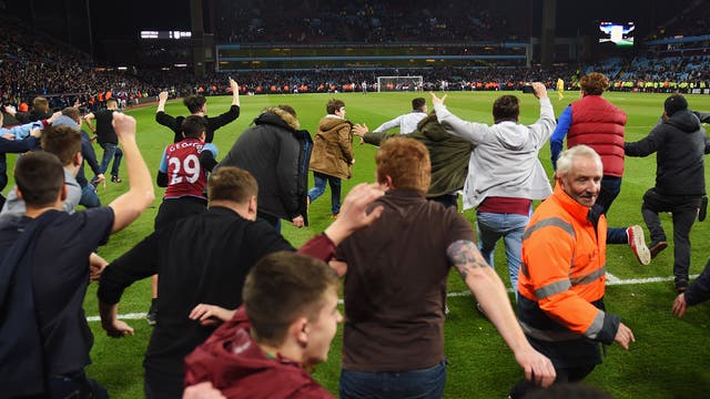 A view of the scenes as fans entered the pitch during Aston Villa's FA Cup tie with West Brom