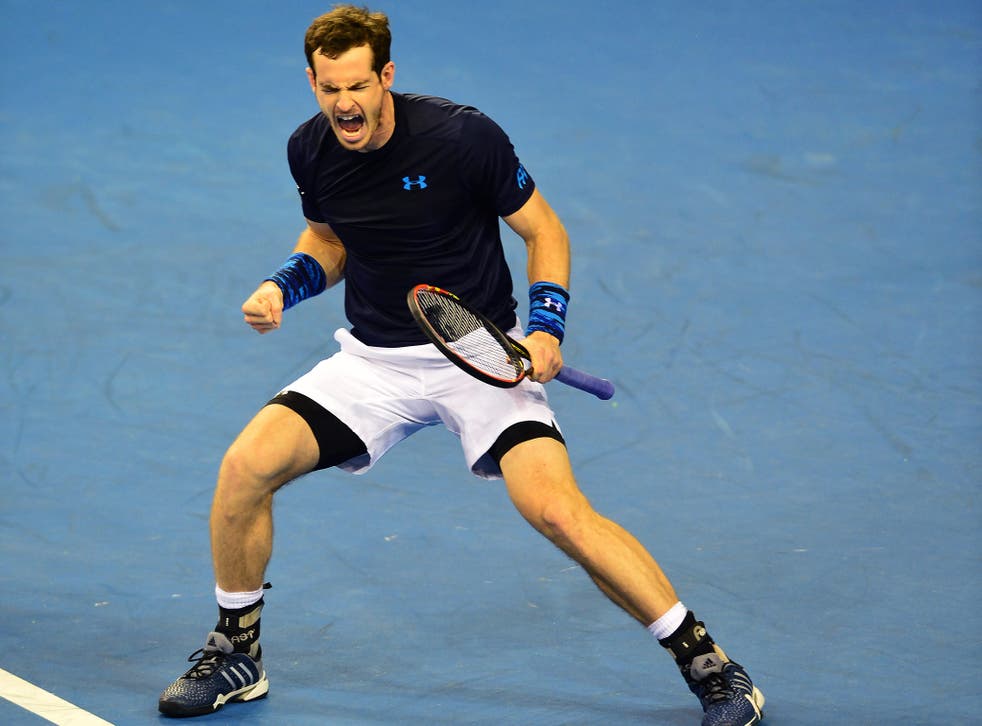 Andy Murray celebrates during his win over John Isner