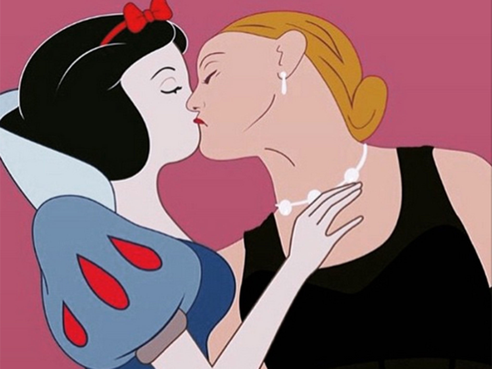 Madonna kisses Snow White in an artwork by Saint Hoax