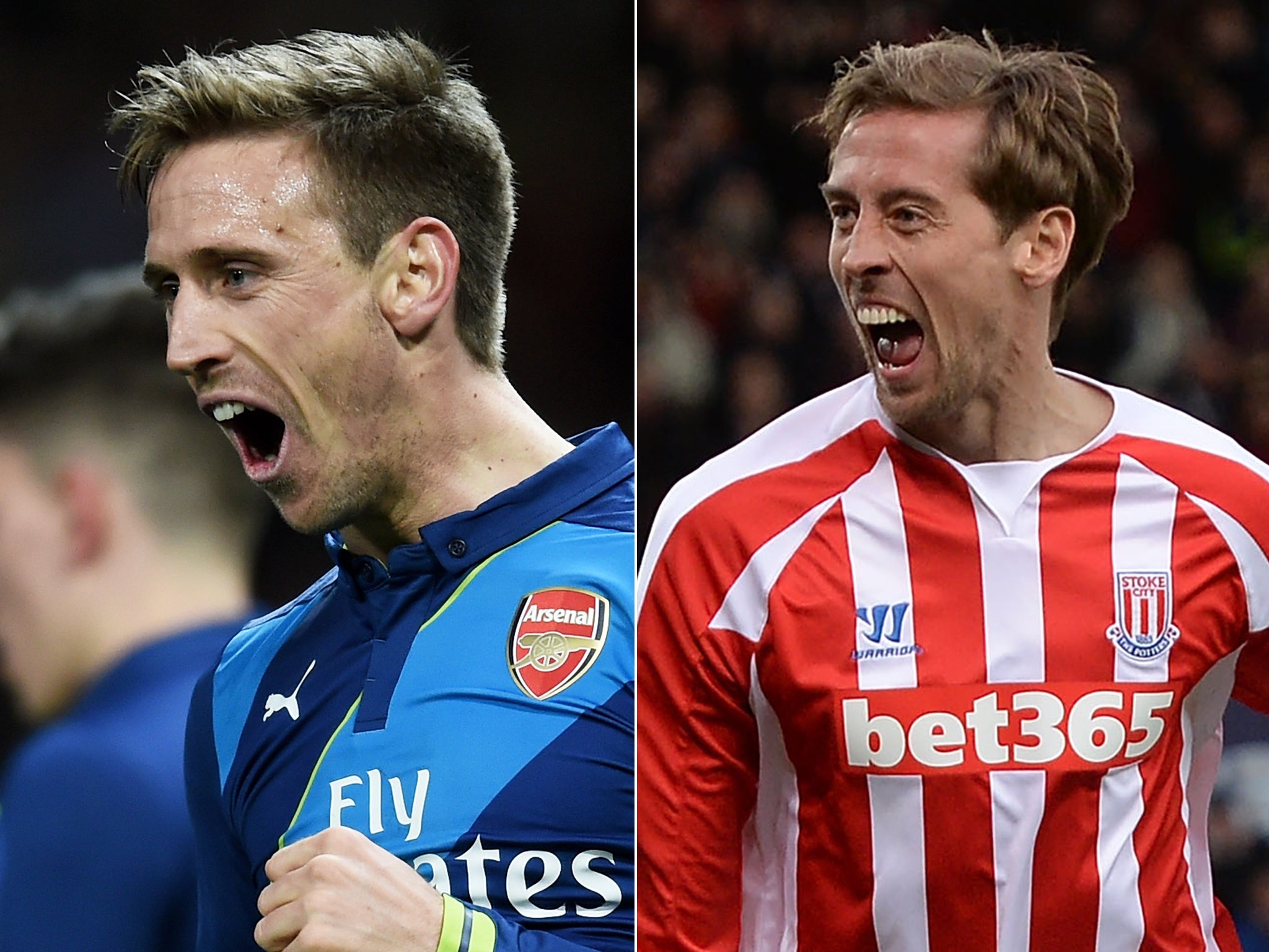 Nacho Monreal (left) and Peter Crouch
