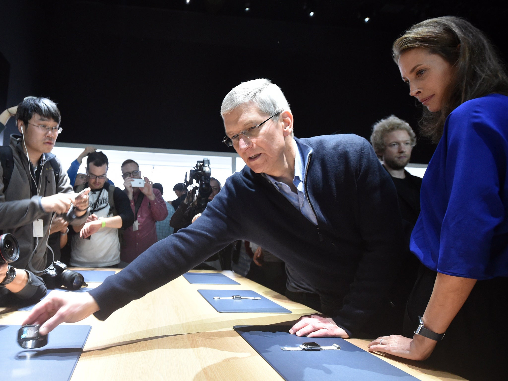 Apple CEO Tim Cook during an Apple media event at the Yerba Buena Center for the Arts in San Francisco, California on March 09, 2015