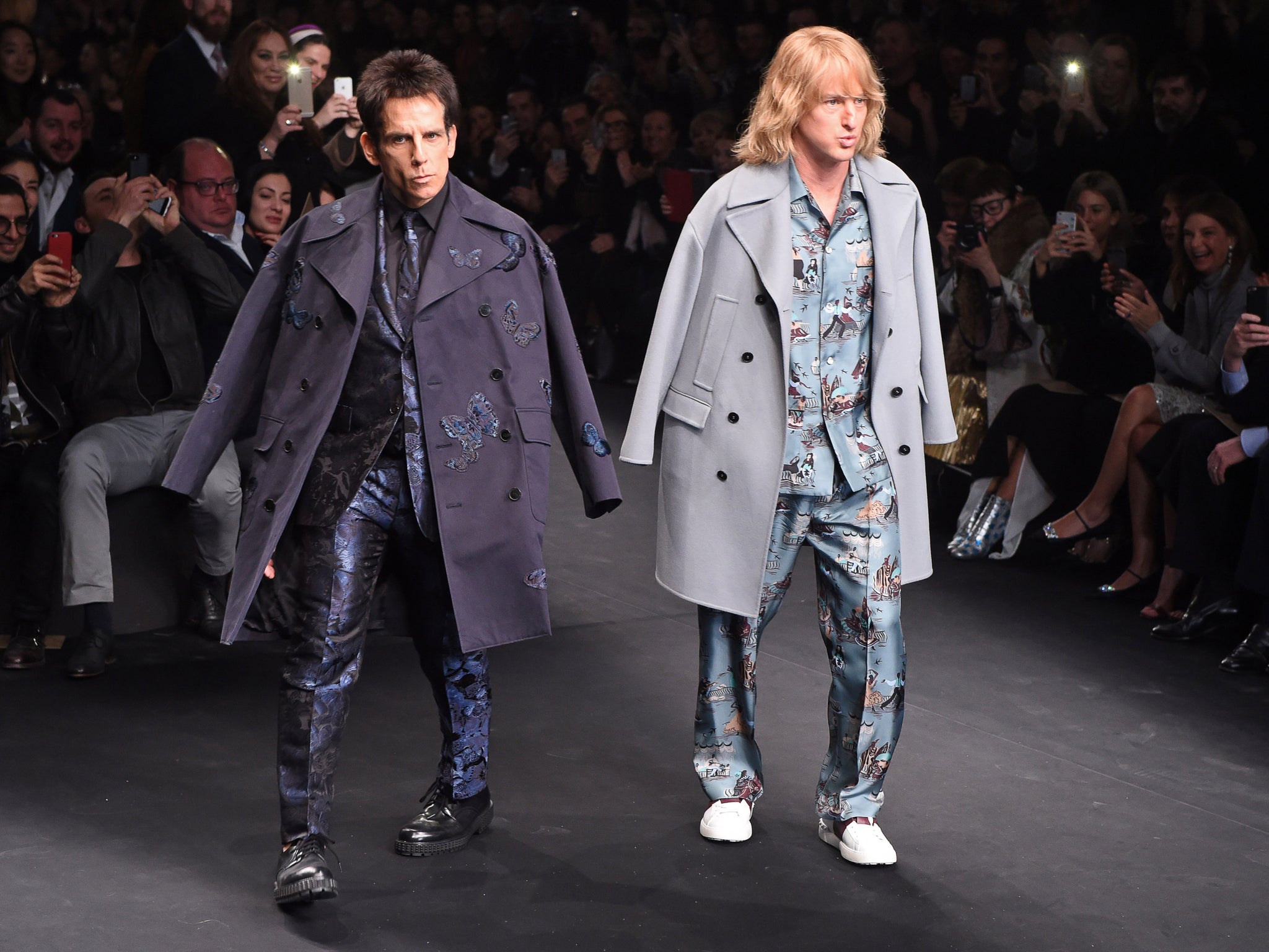 Ben Stiller and Owen Wilson on the Valentino catwalk during Paris Fashion Week