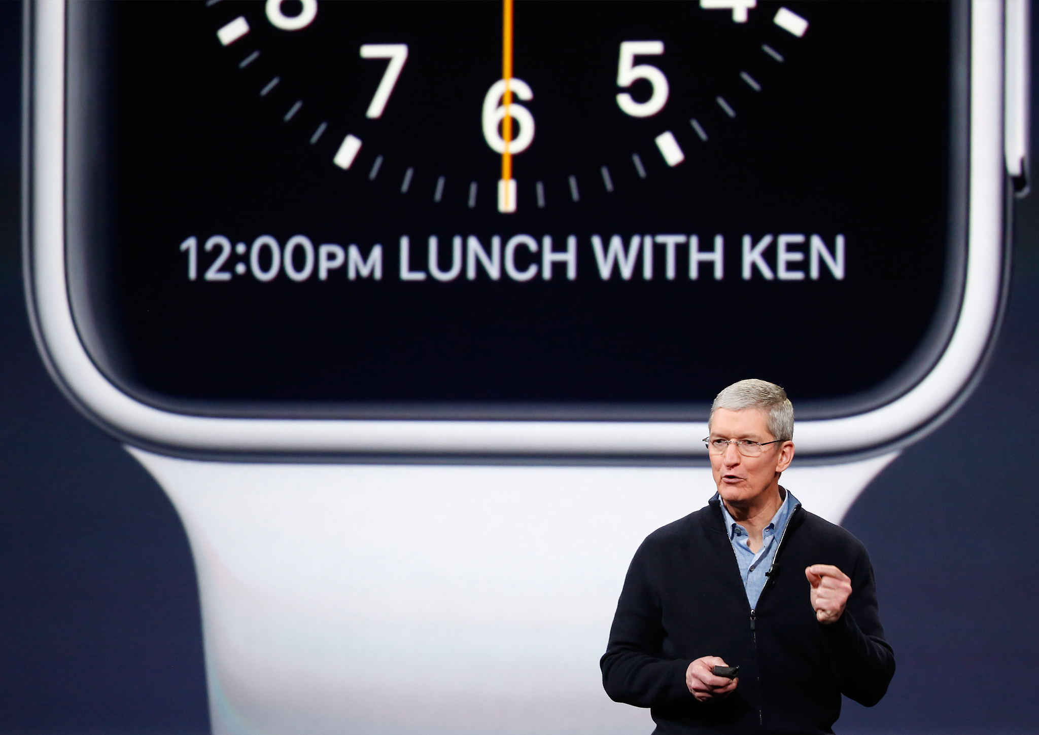 Apple CEO Tim Cook announces the Apple Watch in March – but did he remember to meet Ken for lunch?