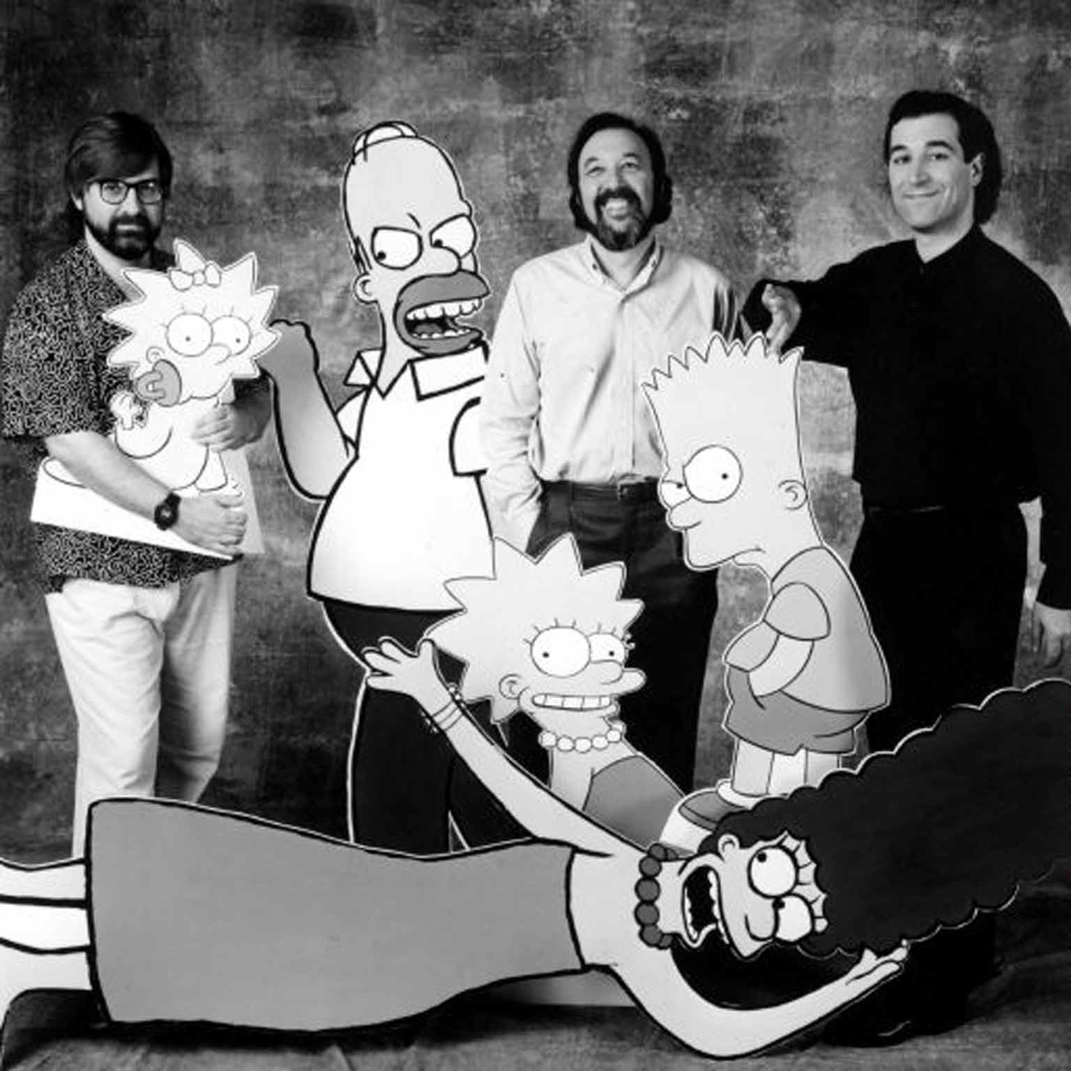 The original 'Simpsons' triumvirate in 1990: left to right, Matt Groening, James L Brooks and Simon