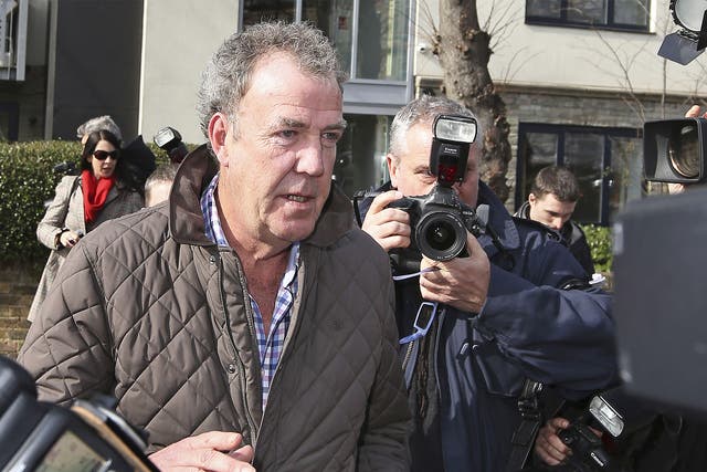 Jeremy Clarkson leaves his home in London, as he laughed off his latest controversy telling reporters he was 'just off to the job centre'