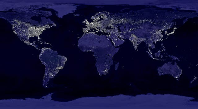 Earth’s city lights from, seen from space, highlight the impact humans have on the planet