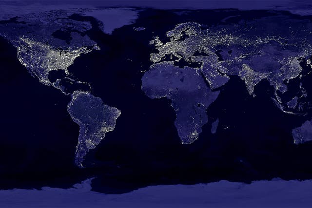 Earth’s city lights from, seen from space, highlight the impact humans have on the planet