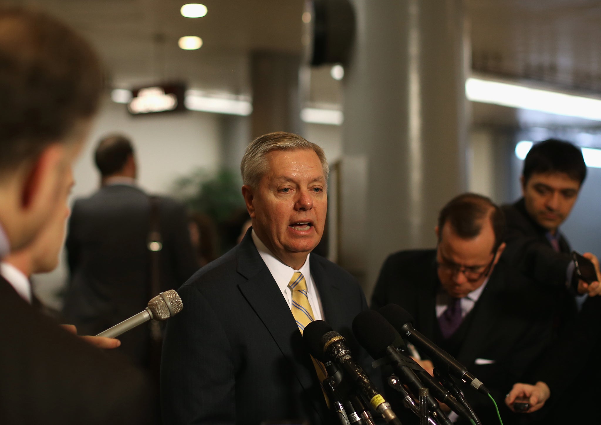 Senator Lindsey Graham talks to the media about Congressional letter sent to Iran