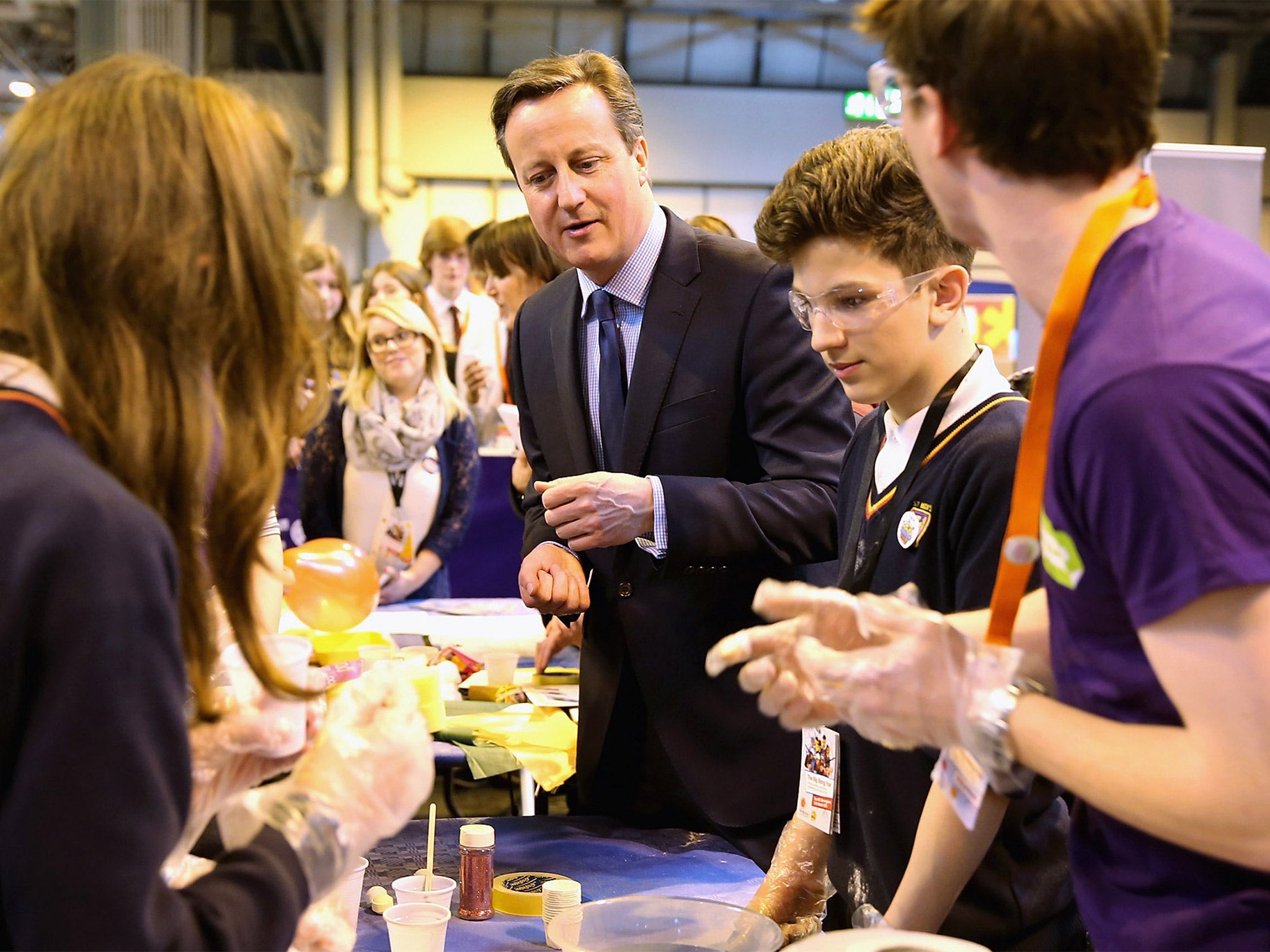David Cameron visited the The Big Bang UK Young Scientists and Engineers Fair at the NEC in Birmingham on Wednesday