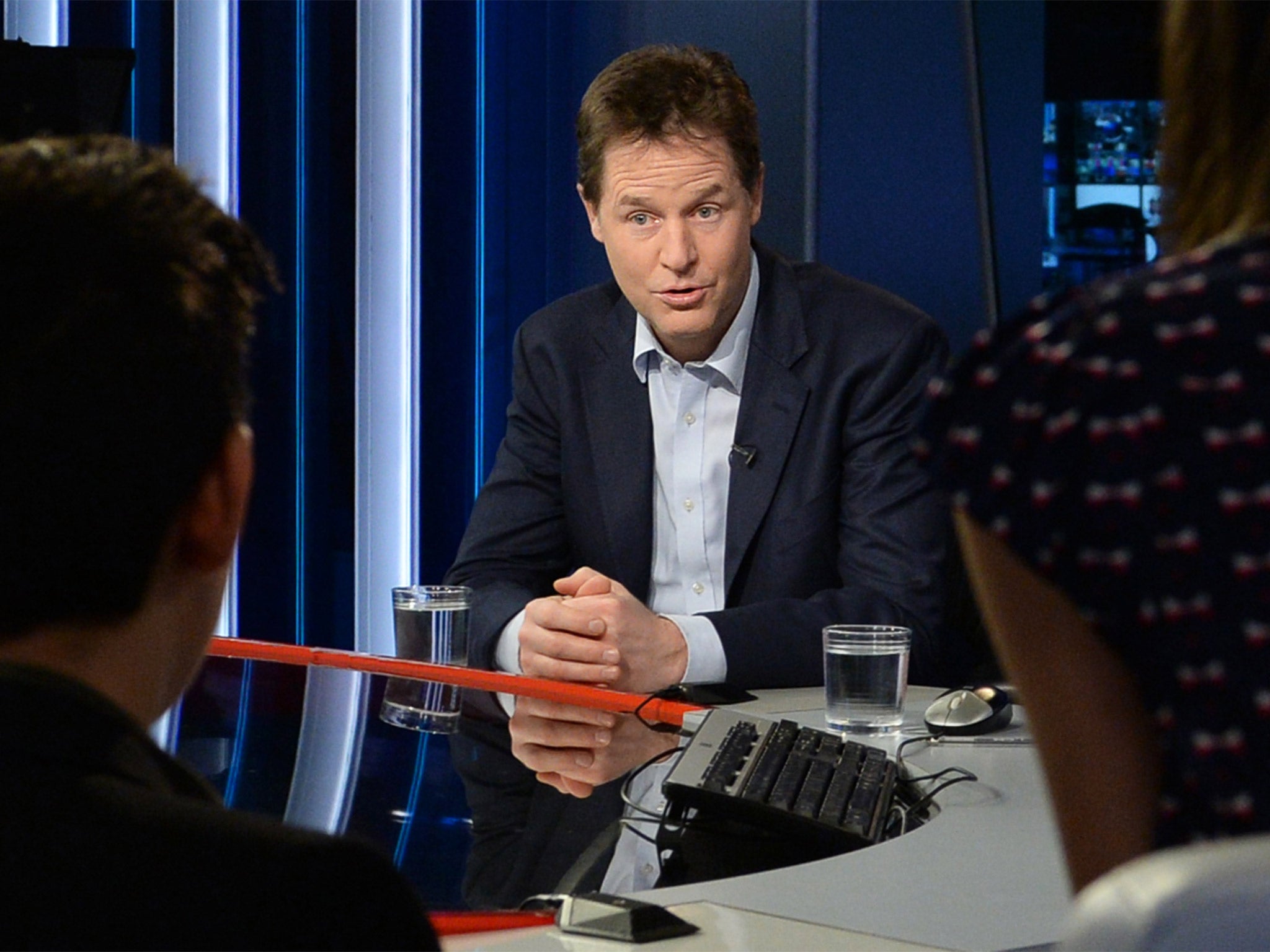 Nick Clegg is interviewed by children’s newspaper ‘First News’ as part of the Sky News Stand Up Be Counted campaign, on Wednesday