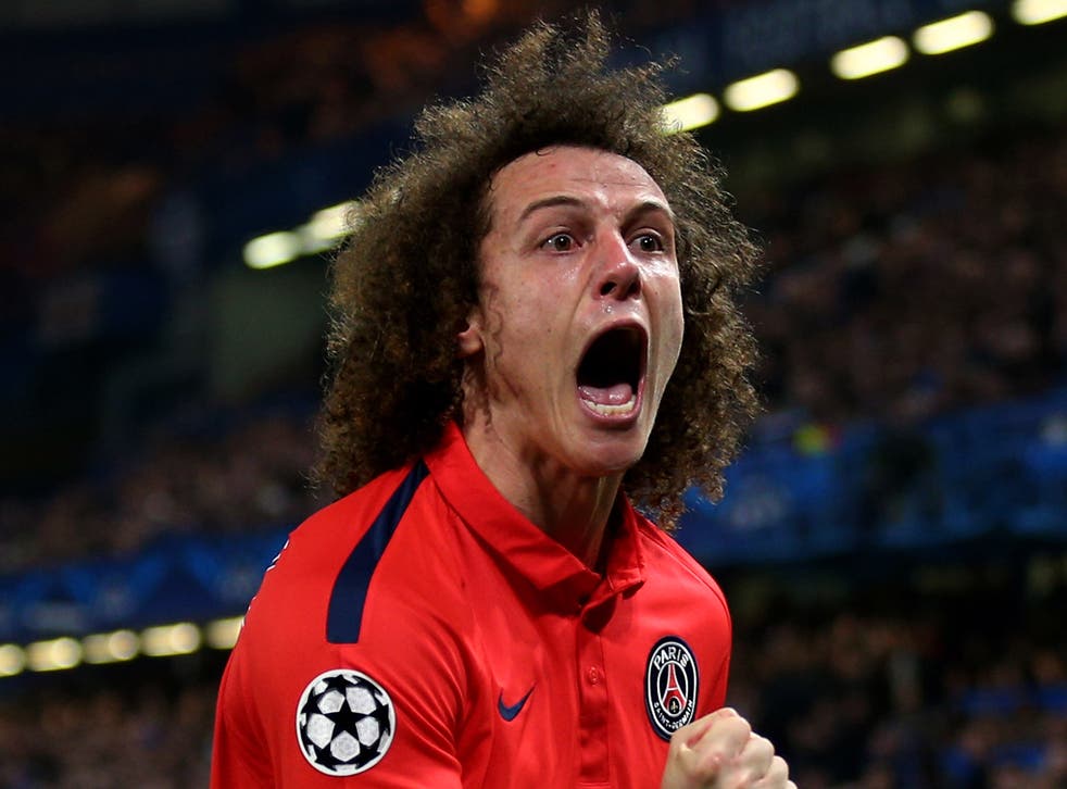 David Luiz celebrates after making the score 1-1