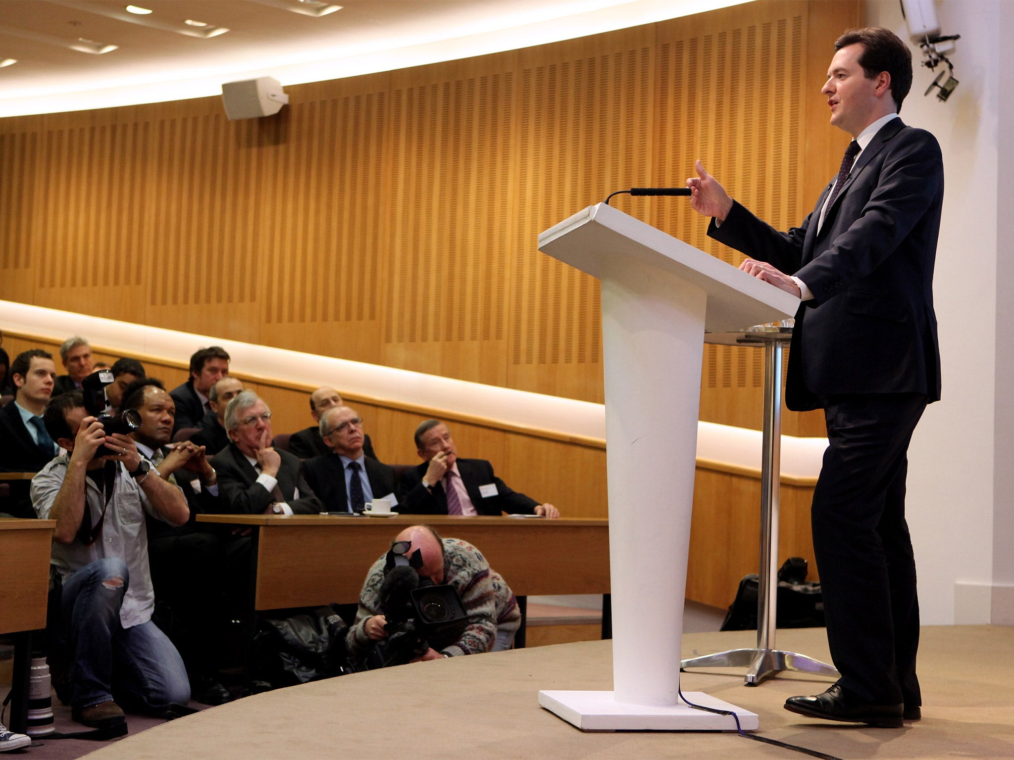 Hostage to fortune? George Osborne gives the Mais lecture at the Cass Business School, February 2010