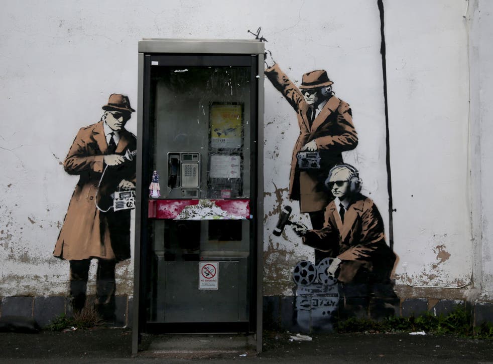 'Spy Booth' by Banksy appeared in Cheltenham in April 2014