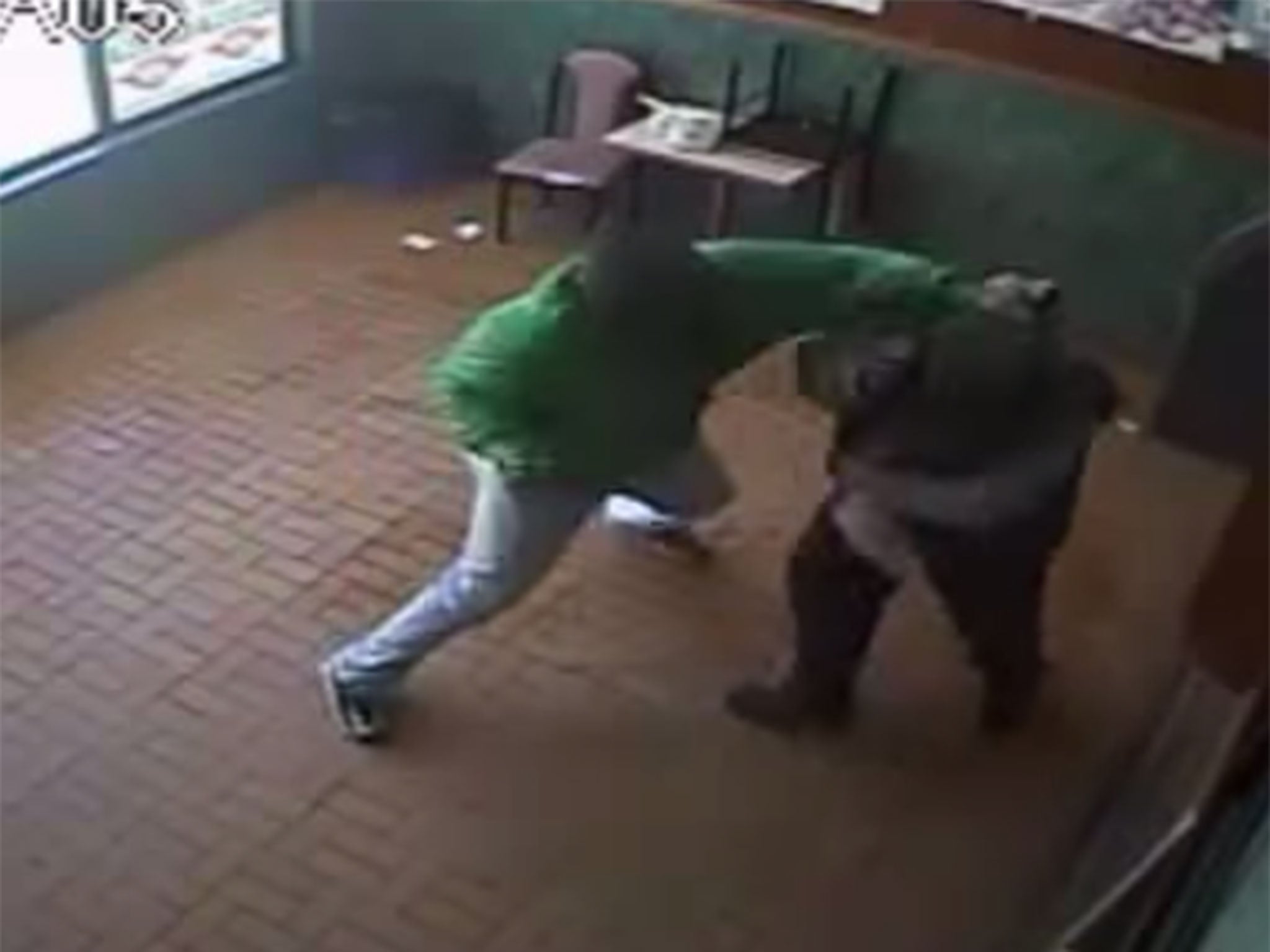 The man unexpectedly launched into the attack on the victim after he collected his food (Philadelphia Police)