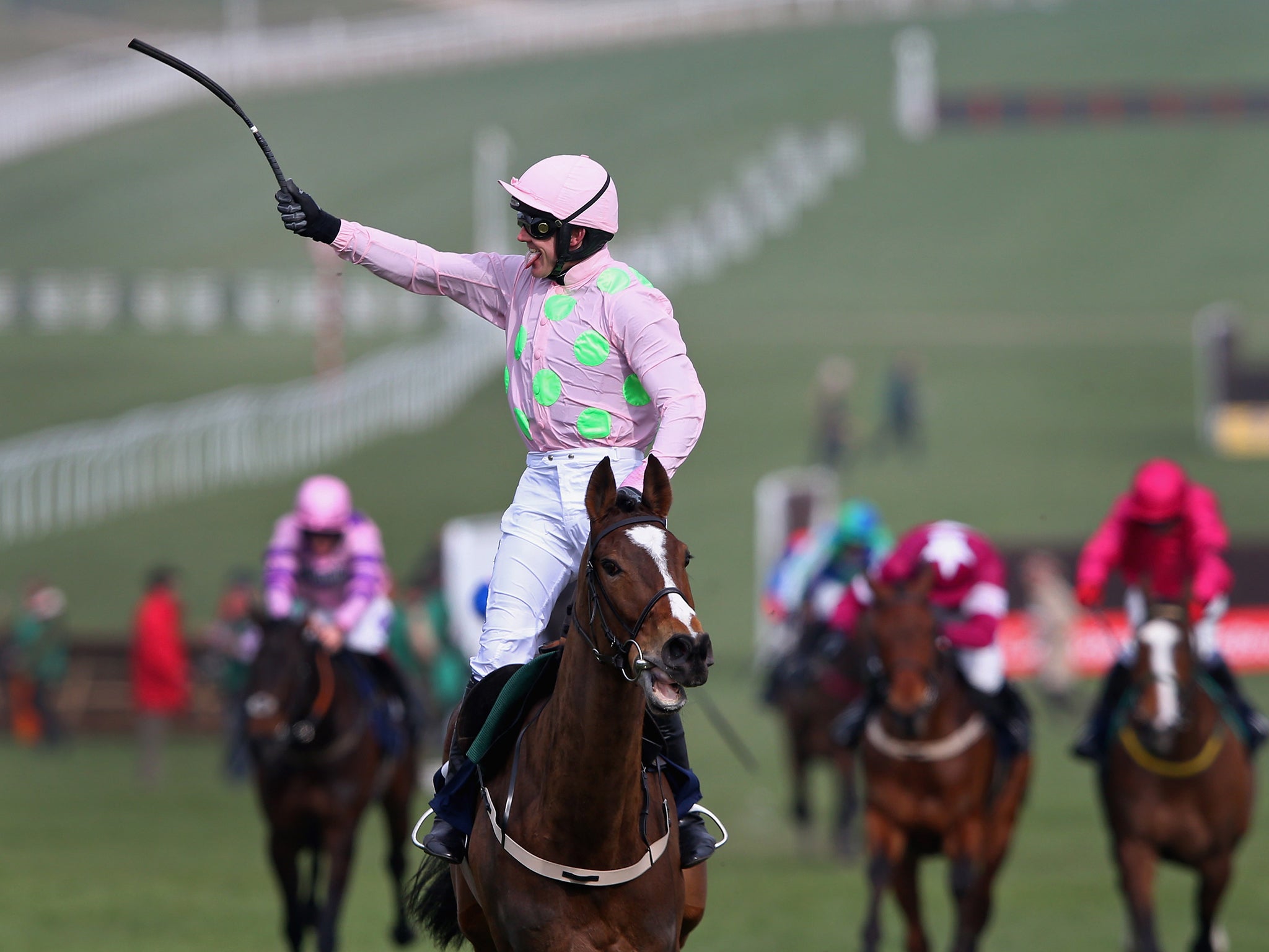 &#13;
Ruby Walsh on Vautour celebrates after winning the JLT Novices' Chase last year&#13;