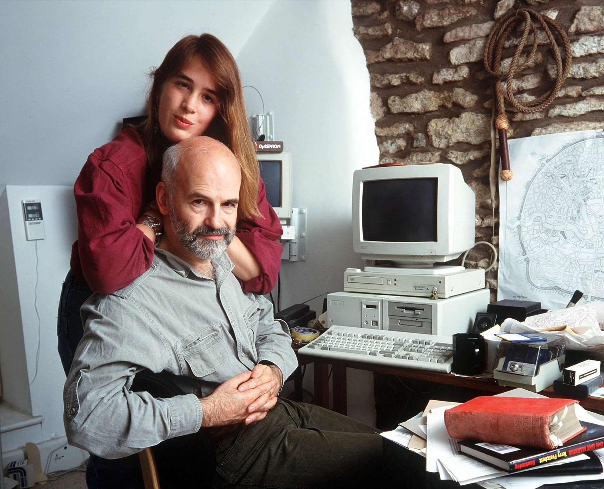 Terry Pratchett with his daughter Rhianna, pictured together at home in 1998