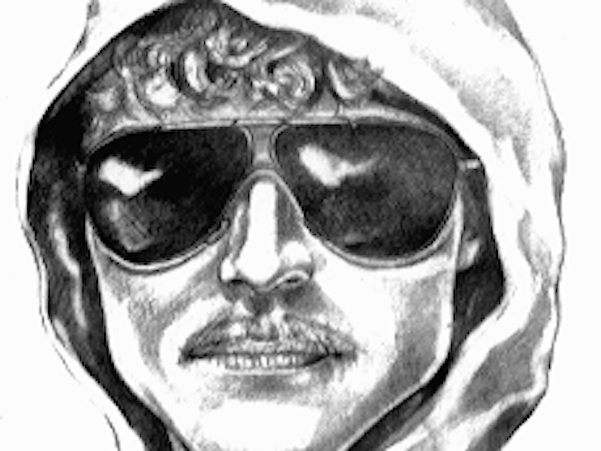 The infamous FBI sketch depicting the Unabomber Ted Kaczynski, who died by suicide in prison in 2023