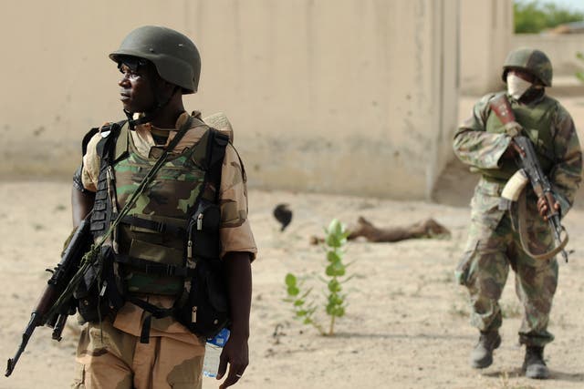 Nigeria's soldiers (pictured) will have their forces bolstered by hundreds of mercenaries from South Africa and the former Soviet Union