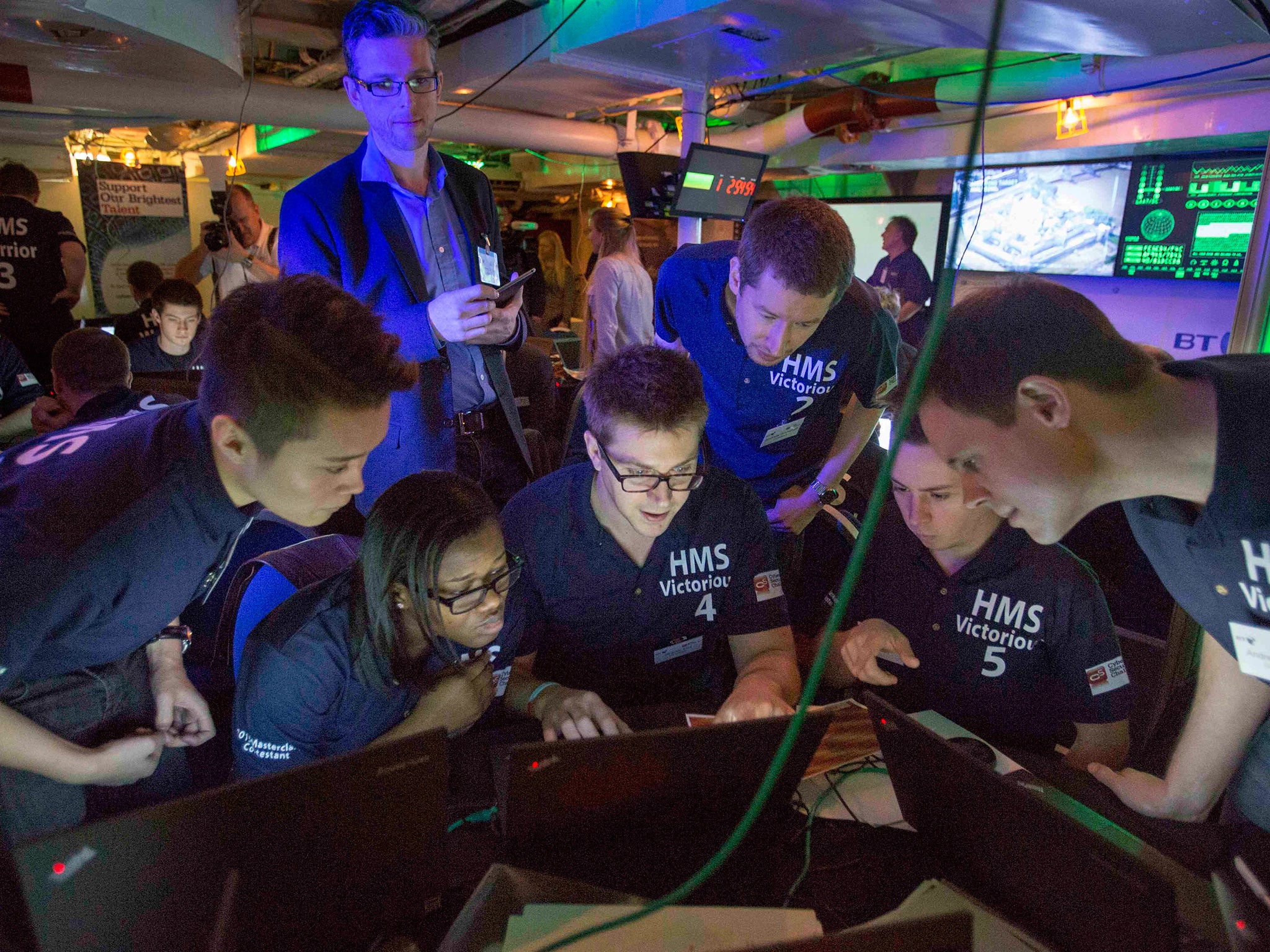 The contestants battle it out in the Cyber Security Challenge aboard HMS Belfast