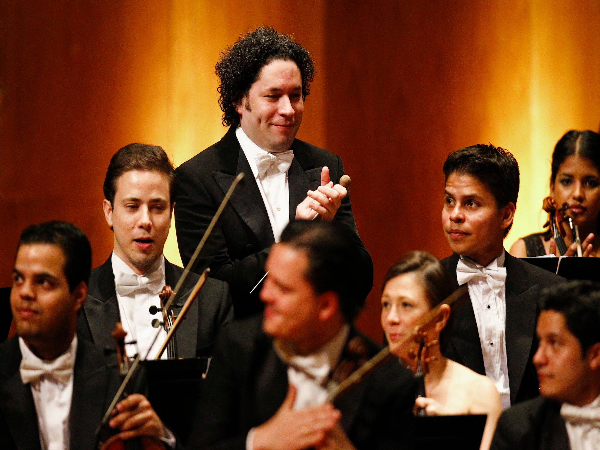 Gustavo Dudamel was to have conducted the Simon Bolivar Orchestra at its concert with Wynton Marsalis