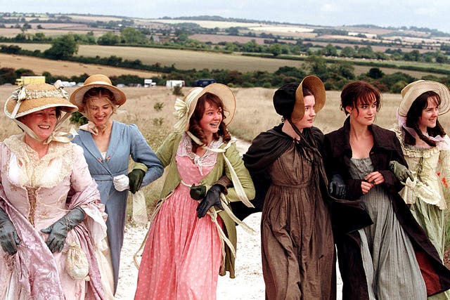 Mrs Bennett (far left) in the 2005 film of ‘Pride and Prejudice’