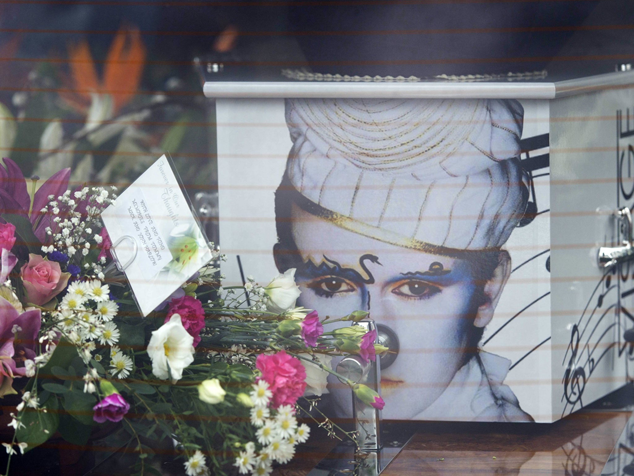 The coffin of Visage star Steve Strange at All Saints Church on 12 March, 2015, in Porthcawl, Wales