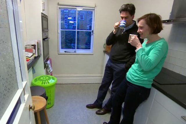 Ed Miliband was filmed sipping a cuppa with wife Justine in what turned out to be their 'second kitchen' 