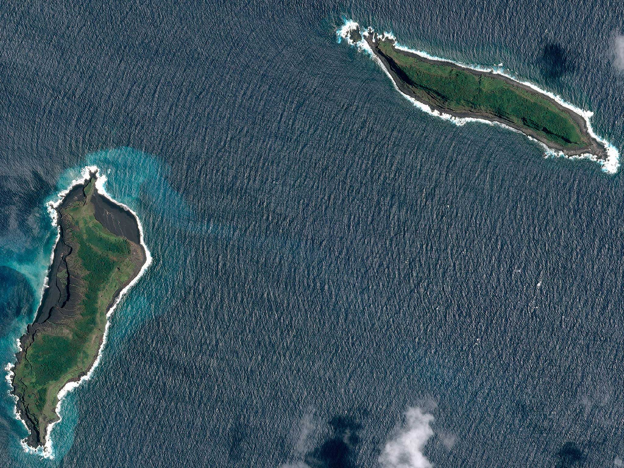 The two islands prior to the volcano's eruption