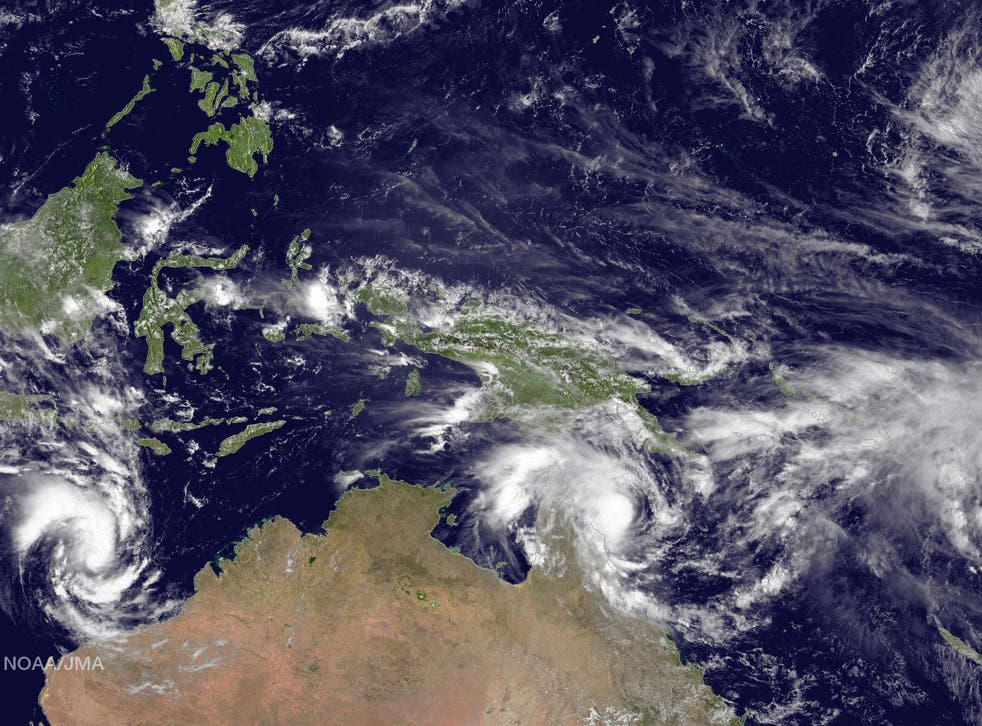 Cyclone Pam tracks south heading for the islands of Vanuatu in the southern Pacific Ocean 