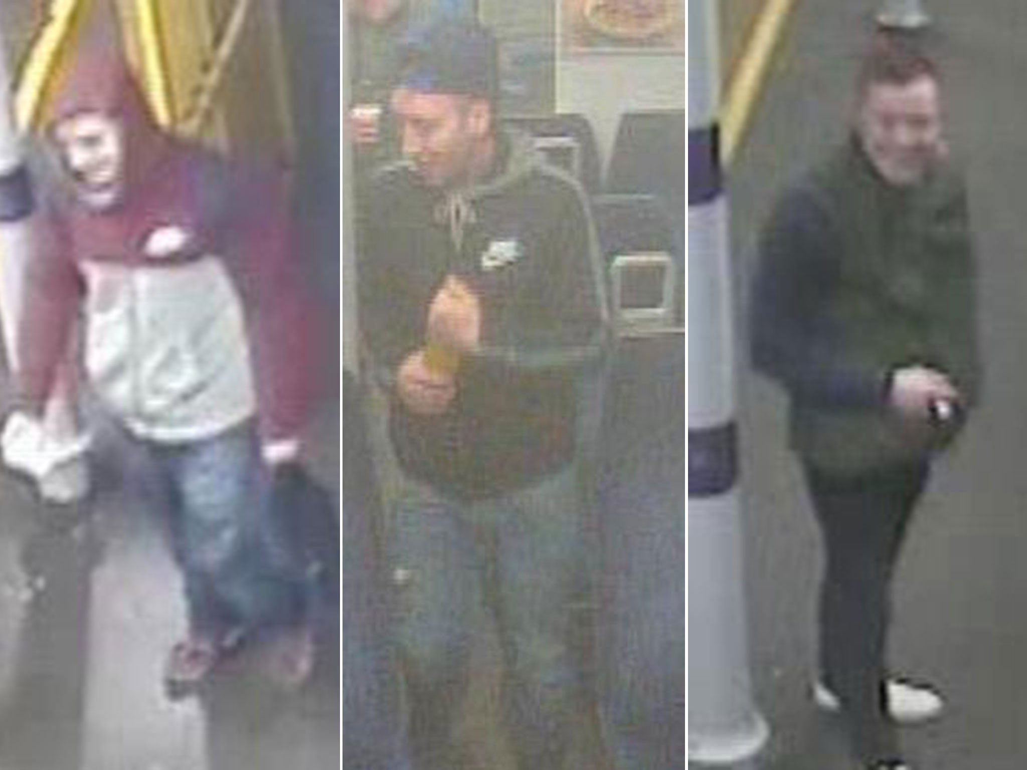 British Transport Police have released these CCTV images of the men they wish to speak to in connection with the assault